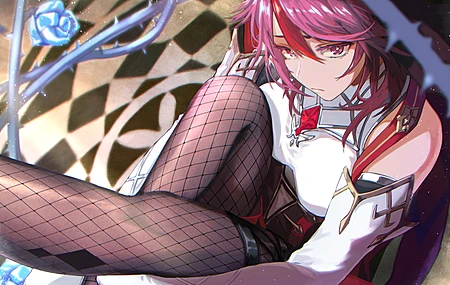 动漫女孩 原神 罗莎莉 渔网连裤袜 双色调头发 4K壁纸 4190×3109