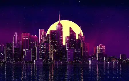 精选合成波 未来主义 网络 霓虹灯 深紫色背景 手机壁纸 4096×2400
