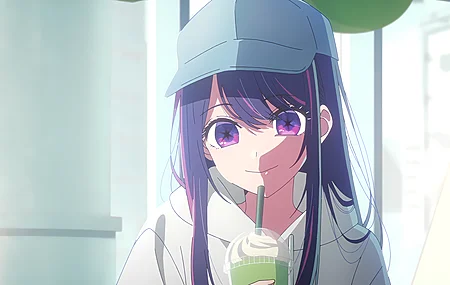 热门微笑 留着长发 动漫女孩 明星眼睛 饮料 帽子 双色调头发 星野爱 高清壁纸 3840×2160
