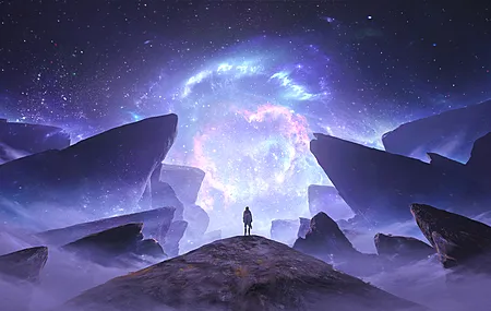 图片 AI艺术 山脉 星星 壁纸 3840×2164