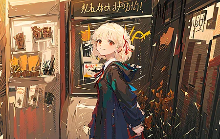 微笑 短发 女学生 动漫女孩 反冲 日语 校服 艺术 萝莉 无水印壁纸 4095×2302