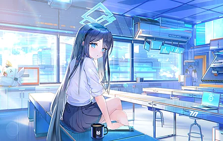 动漫 动漫女孩 校服 咖啡 无水印壁纸 3840×2160