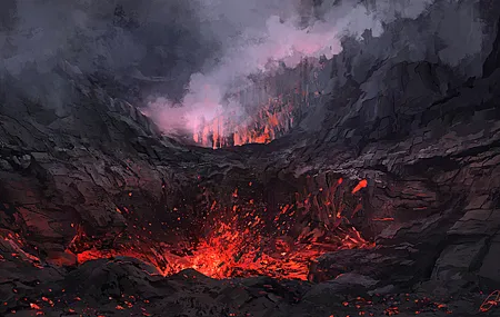 AI艺术 熔岩 火山 喷发 4K高清壁纸 3840×2160