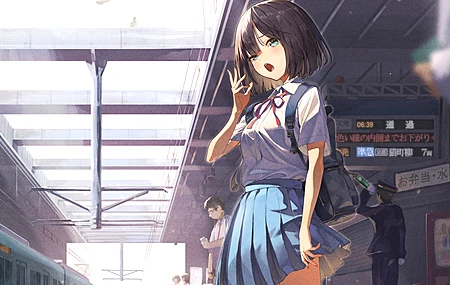 唯美卡布 短发 裙子 动漫 动漫女孩 校服 4K壁纸 4331×3348
