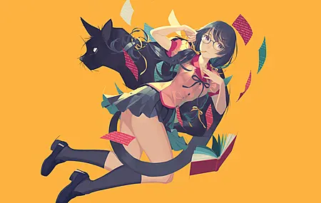 动漫女孩 花川忠正 校服 眼镜 无水印壁纸 3840×2160
