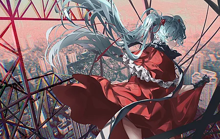 热门动漫 动漫女孩 小提琴 初音 高清壁纸 6432×3404