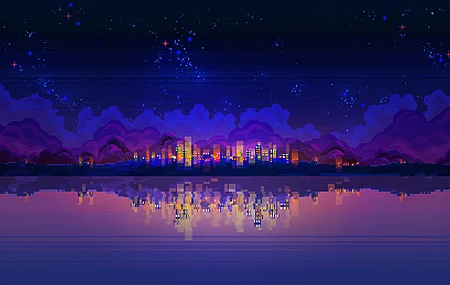 城市 建筑 水 云 倒影 星星 星夜 高清壁纸 3840×2162