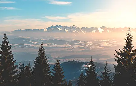 高清景观 自然 森林 山 云 远景 桌面壁纸 6000×4000