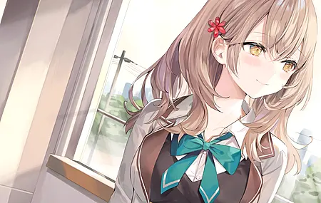 热门金发 动漫女孩 黄眼睛 微笑的女孩 4K壁纸 3840×2160