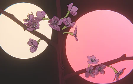 樱花 树皮 插图 花 壁纸 3840×2160