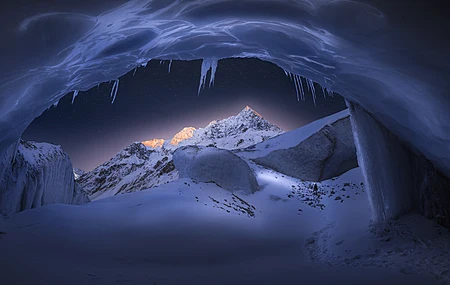 高清雪峰 西藏 风景 山脉 山口 自然 洞穴 雪 冰 冰柱 桌面壁纸 3840×2160