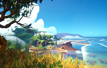 超清自然 景观 海岸 天空 AI艺术 植物 树木 海 手机壁纸 3840×2160