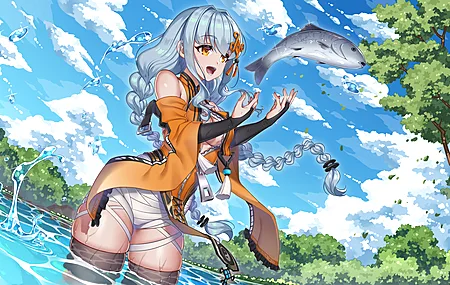 动漫女孩 高袜子 荒野 壁纸 3840×2160
