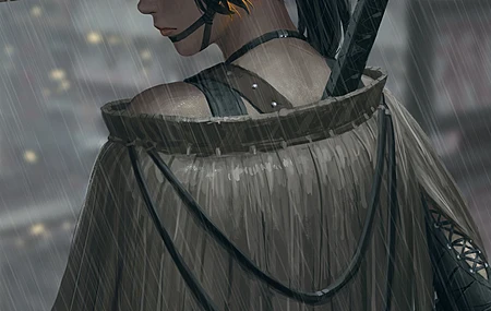 原创人物 女人 虚构角色 幻想女孩 雨中女武士 4K高清壁纸 3840×2160