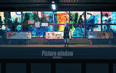 生命线 原创人物 长发 蓝色头发 动漫 动漫女孩 涂鸦 火车站 壁纸 3840×2160