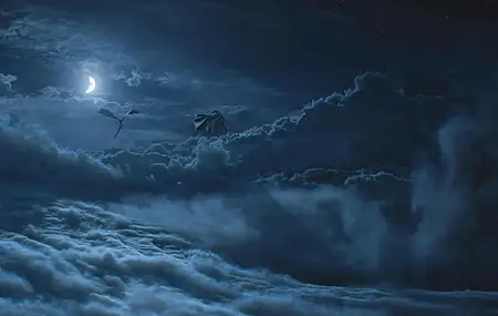热门权力的游戏 冰与火之歌 奇幻艺术 龙 云 月 高清壁纸 3840×2160