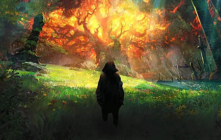 经典树木 自然 AI艺术 皮影 风景 魔幻主义色彩 壁纸 3840×2160