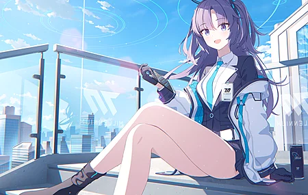 绝美长发 紫色头发 独唱 动漫 动漫女孩 蔚蓝档案 4K壁纸 3840×2160