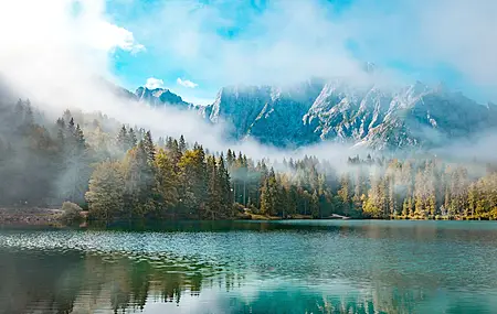 风景 湖泊 森林 意大利 山脉 薄雾 云 自然 青色 壁纸 4608×3072