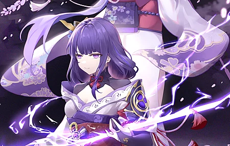热门原神 雷登幕府紫色眼睛 服装 伞 剑 高清壁纸 3840×2160