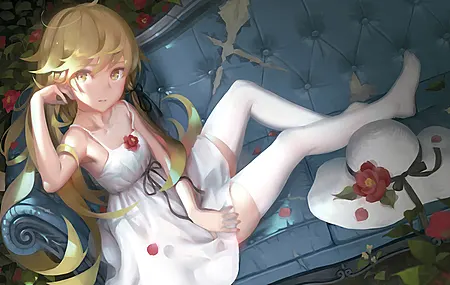 绚丽金发 长发 动画女孩 帽子 连衣裙 壁纸 3840×2160