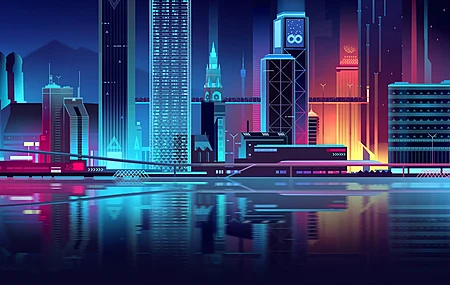 超清AI艺术 插图 矢量 矢量艺术 矢量图形 城市 壁纸 3840×2160