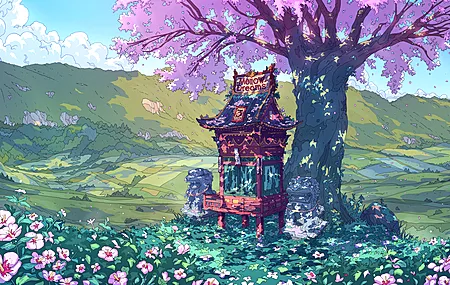 克里斯蒂安·贝纳维德斯 AI艺术 奇幻艺术 云 树 花 神殿 山 自然 风景 4K高清壁纸 3840×2160