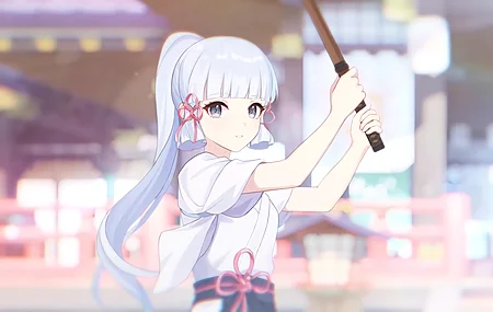精选马尾辫 长发 蓝眼睛 动漫女孩 原神 模糊的背景 手机壁纸 3840×2160