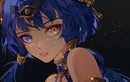 唯美蓝头发 动漫女孩 原神 坎迪斯 异瞳 手机壁纸 3840×2160