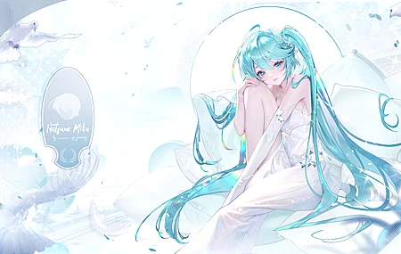 动漫女孩 小提琴 青色头发 水色眼睛 双尾 连衣裙 鸟 壁纸 5377×3024
