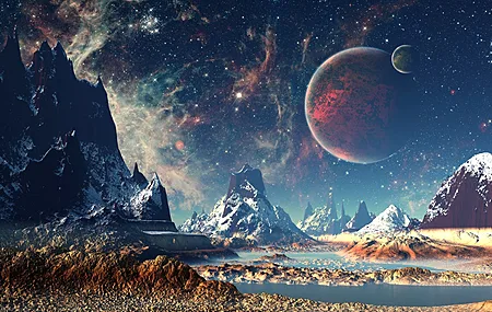 热门星星 行星 空间 山脉 AI艺术 天空 风景 自然 高清壁纸 3840×2160