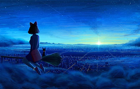 精选幻想女孩 黄昏 黑暗 云 动漫女孩 夜晚 壁纸 3840×2160