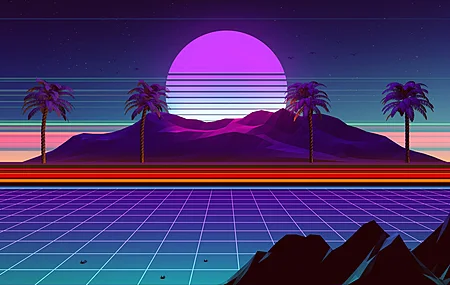 经典图片 插图 风景 自然 树木 线条 霓虹灯 壁纸 3840×2160