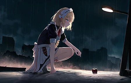 热门女佣服装 女佣 苹果 雨 简单的背景 极简主义 灯光 高清壁纸 3840×2160