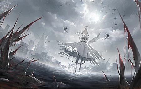 站立 惩罚：灰色乌鸦 动漫女孩 4K高清壁纸 3840×2160