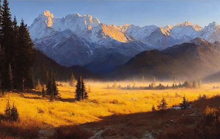 艺术 风景 黄金时间 山 油画风格 壁纸 3840×2160