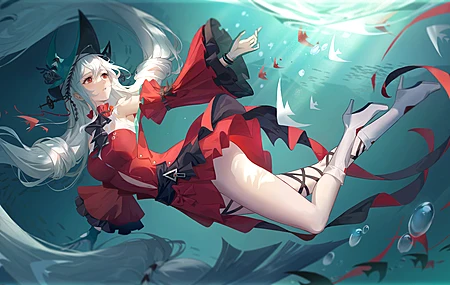 绝美动漫 动漫女孩 武士 斯卡迪 水下 连衣裙 桌面壁纸 3840×2160