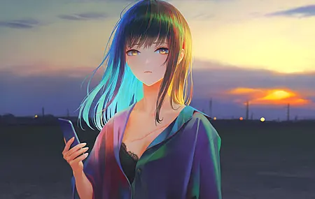 精选刘海 横山 动漫 动漫女孩 青色头发 4K壁纸 3840×2160