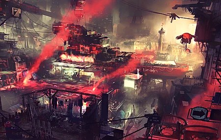 唯美游戏 游戏CG艺术 巴黎 赛博朋克 科幻视觉 无水印壁纸 4500×2531