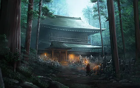 寺庙 自然 森林 奇幻艺术 中国建筑 4K高清壁纸 3840×2160