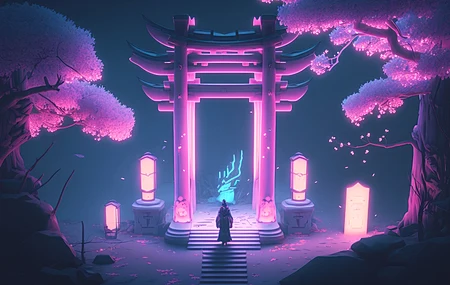 精选霓虹灯 粉色 鸟取 花瓣 楼梯 高清壁纸 3840×2160