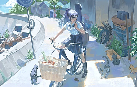 经典女生 长发 马尾辫 动漫 动漫女孩 领结 校服 桌面壁纸 3840×2160