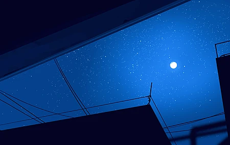 唯美优雅 AI艺术 图片 插图 环境 夜晚 星星 月亮 无水印壁纸 3840×2160