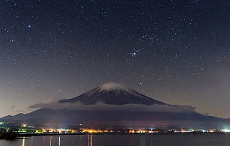 山脉 火山 星星 天空 风景 亚洲 富士山 夜晚 手机壁纸 3840×2160