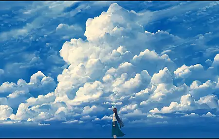 热门女性户外 长发 云彩 天空 动漫女孩 动漫 高清壁纸 3840×2160