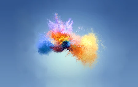 经典抽象 五颜六色 蓝色背景 粉色爆炸 电脑 4K壁纸 3840×2160