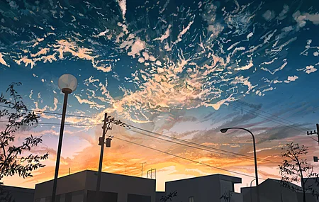 热门黄昏 动漫 城市 日落 天空 电脑 高清壁纸 3840×2160