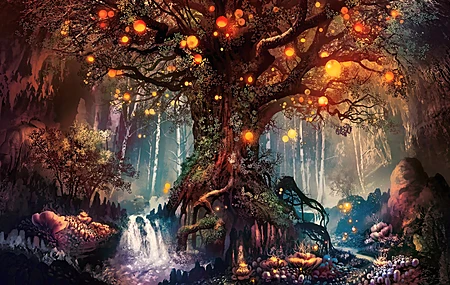 绚丽奇幻艺术 扇形艺术 树木 自然 电脑 4K壁纸 3840×2160