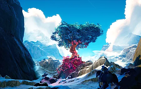 绚丽泰勒·史密斯 AI艺术 树木 奇幻艺术 山 雪 马 云 电脑 无水印壁纸 3840×2160