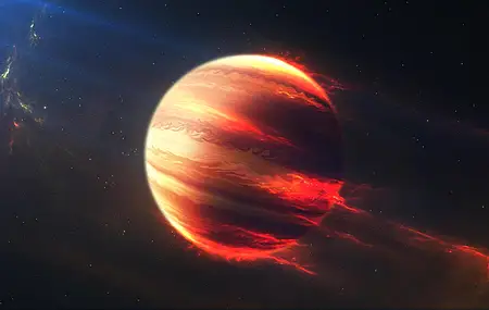 空间 木星 太阳光线 红色 无尽的空间 空间艺术 AI艺术 行星 电脑 壁纸 3840×2160